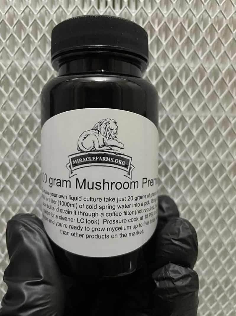 Mushroom Liquid Culture Premix 100 Gram Bottle make 5 liters of your own mushroom culture at home grow 5X faster than any other pre mix on the market 2