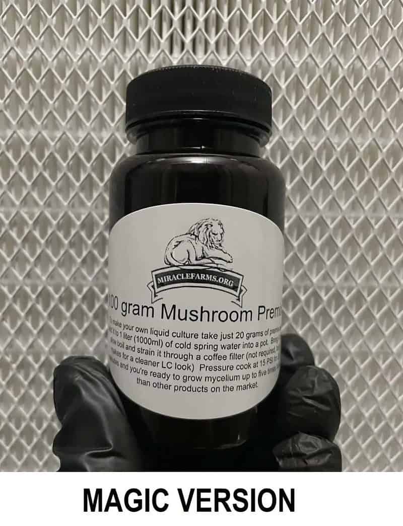 Mushroom Liquid Culture Premix 80 Gram Bottle make 5 liters of your own mushroom culture at home grow 5X faster than any other pre mix on the market